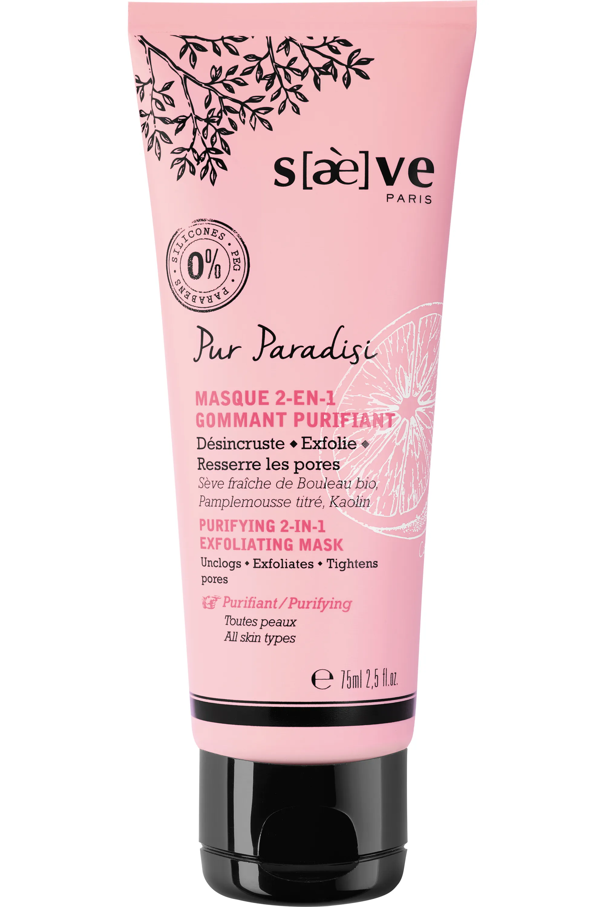 Saeve Masque 2-en-1 gommant purifiant Pur Paradisi-75 ml