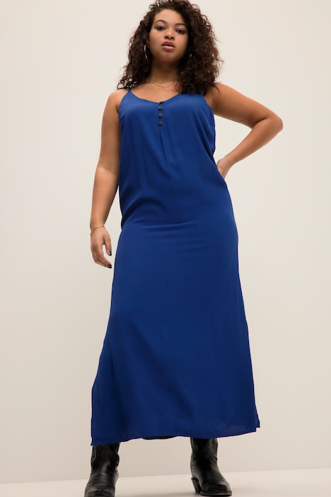 Maxikleid, A-Line, V-Ausschnitt, Spaghettiträger