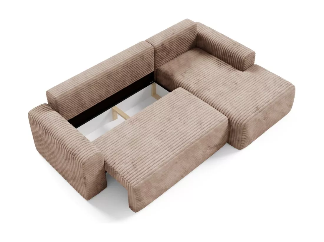Canapé d'angle convertible en velours côtelé SONTII Braun