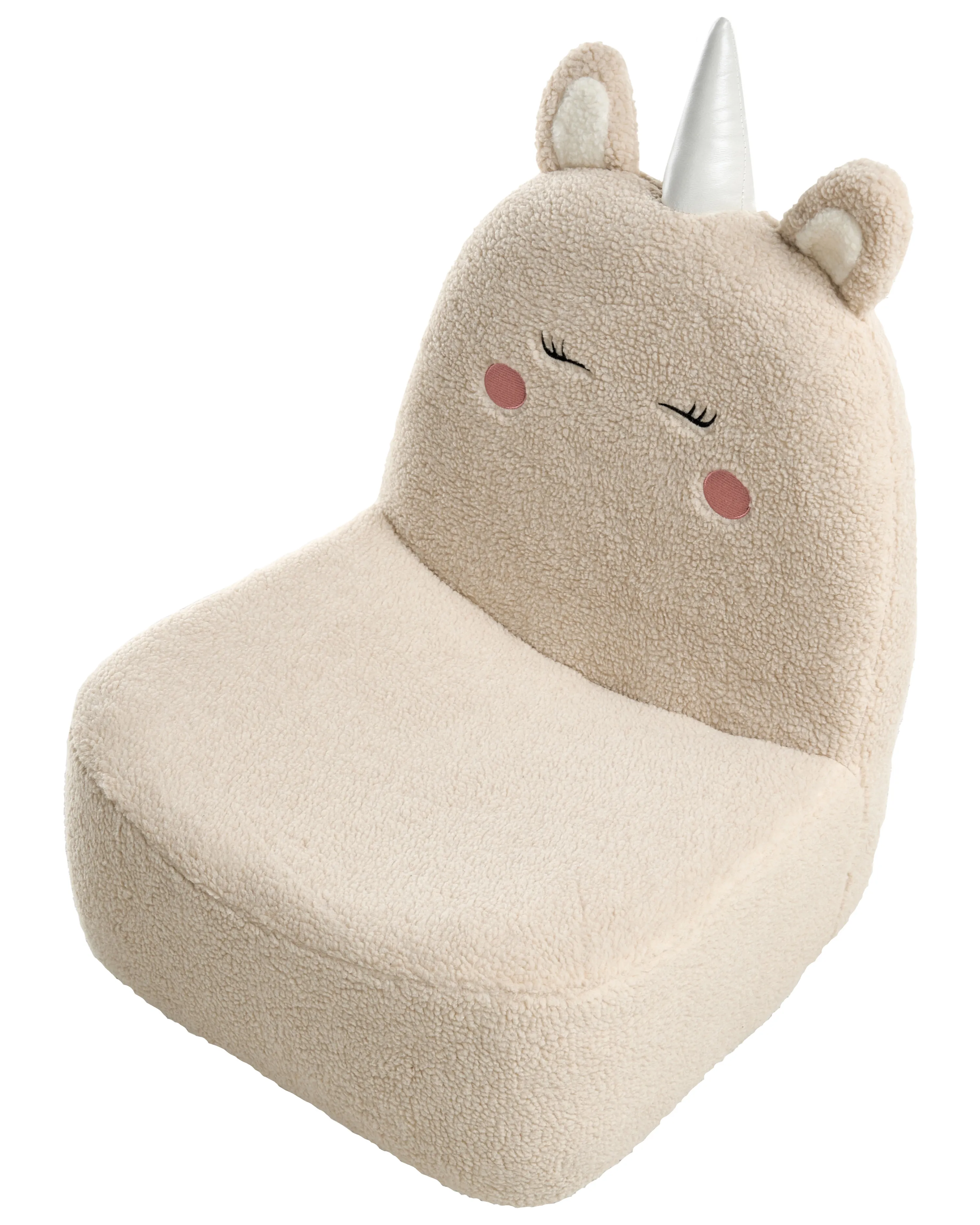 Kinderfauteuil Eenhoorn LULEA Bouclé Lichtbeige