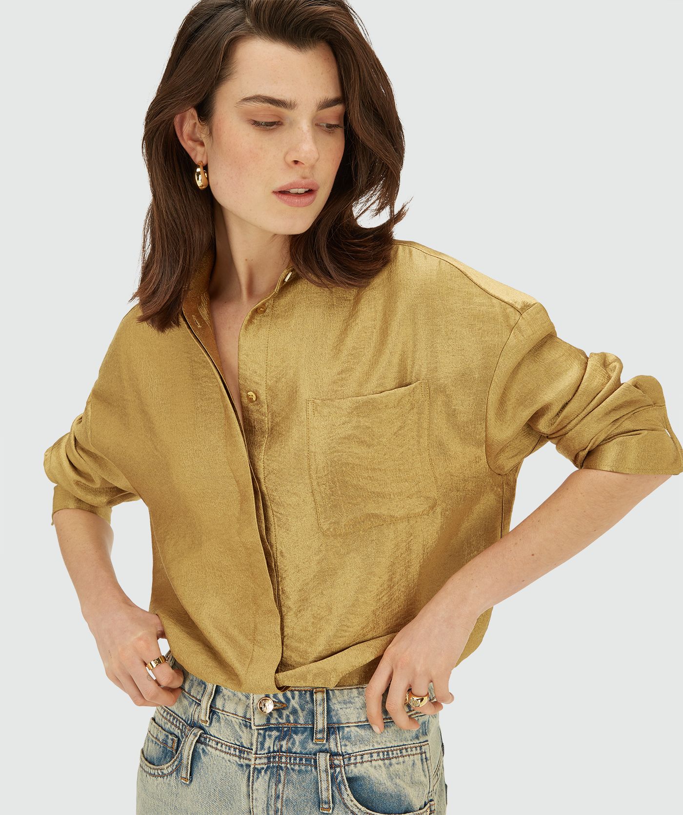 JV-LUCILLA oversized blouse - dark gold