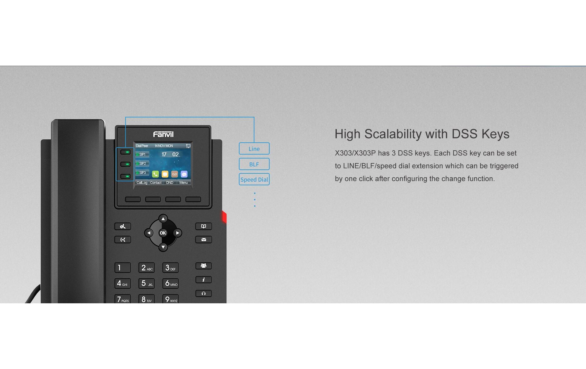 Tischtelefon X303P SchwarzX303P IP-Telefon der Einstiegsklasse