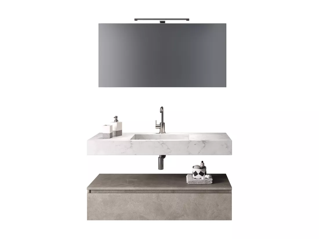 Ensemble de salle de bain 5 pièces ASTRA marbre carrara/havane pierre