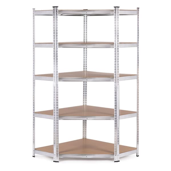 Hjørneoppbevaringsstativ 180x90x40 cm Galvanisert stål, 5 hyller, 875 kg Kapasitet ModernHome