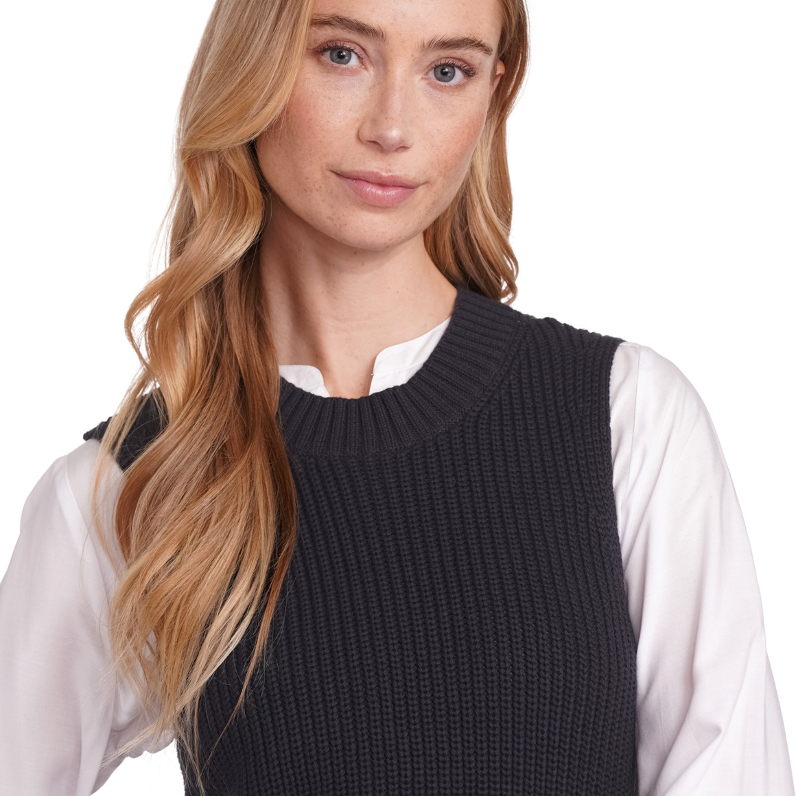Jonas Nielsen Damen Strickpullunder im Basic-Look nachtblau