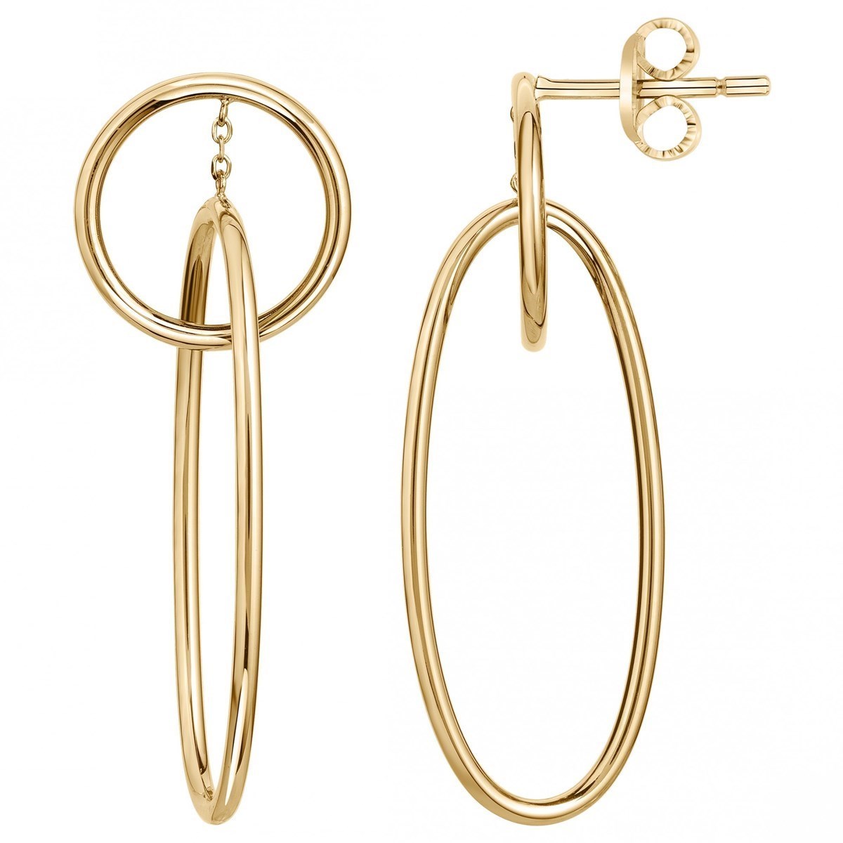 Boucles d'oreilles pendantes en Acier 316L - jaune brillant