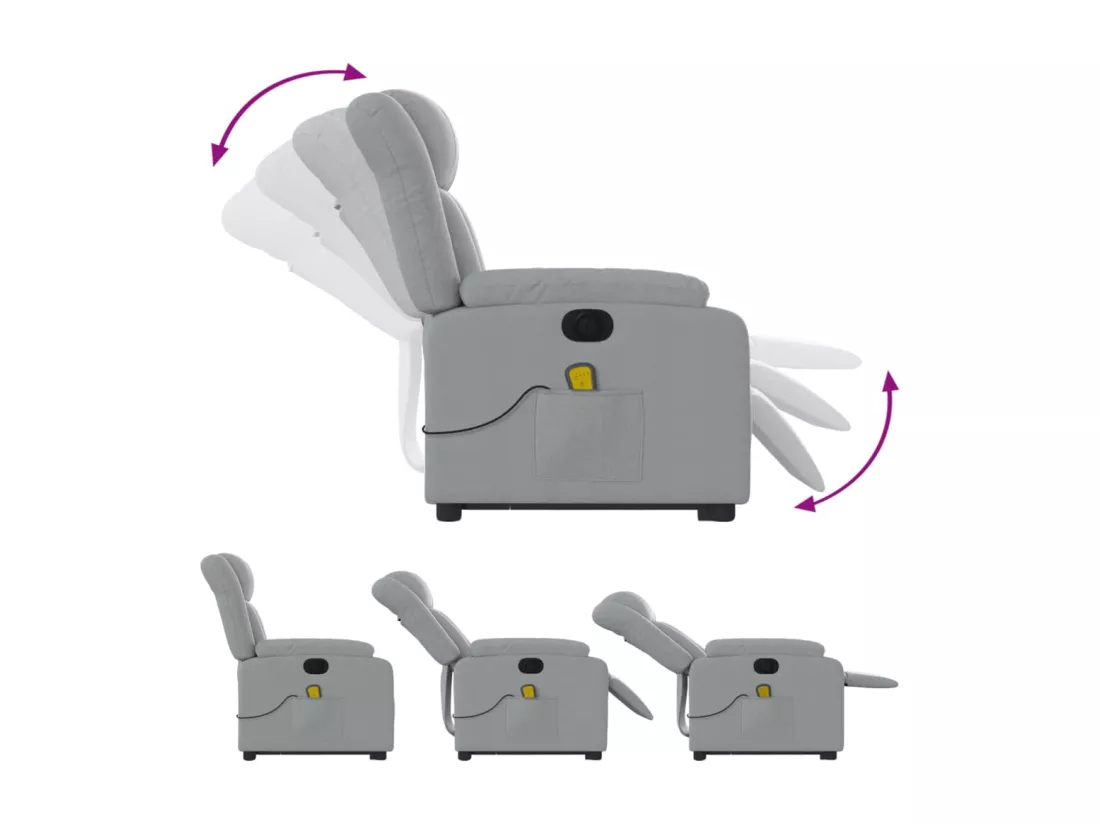 Fauteuil inclinable massant électrique Gris clair Tissu