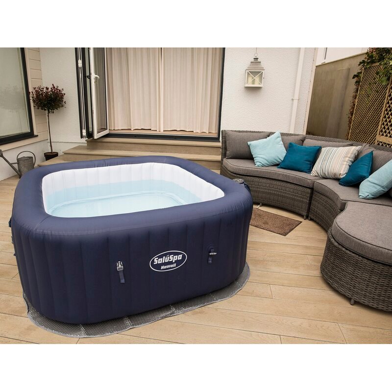 Bestway Saluspa 6 - Banheira de Hidromassagem Inflável Redonda de Vinil com 60 Jatos - Azul Marinho