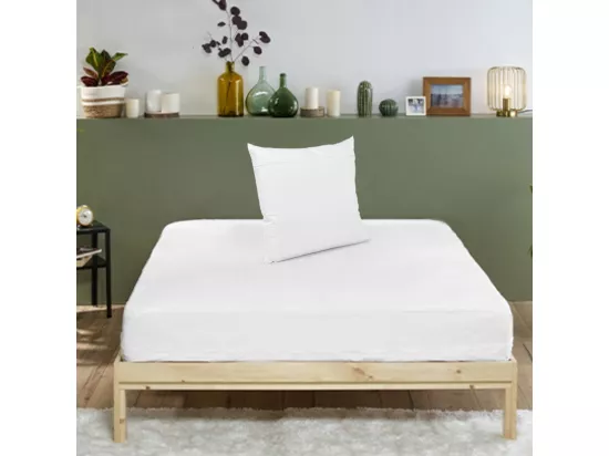 Pack Protège-matelas 90x190cm + 1 Protège oreiller 63x63cm Anti-punaises de lit - 1 personne - Housse intégrale imperméable