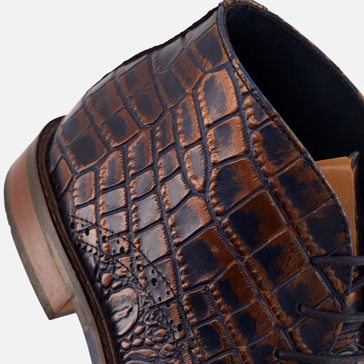 Vertice Croco Veterschoenen cognac Leer