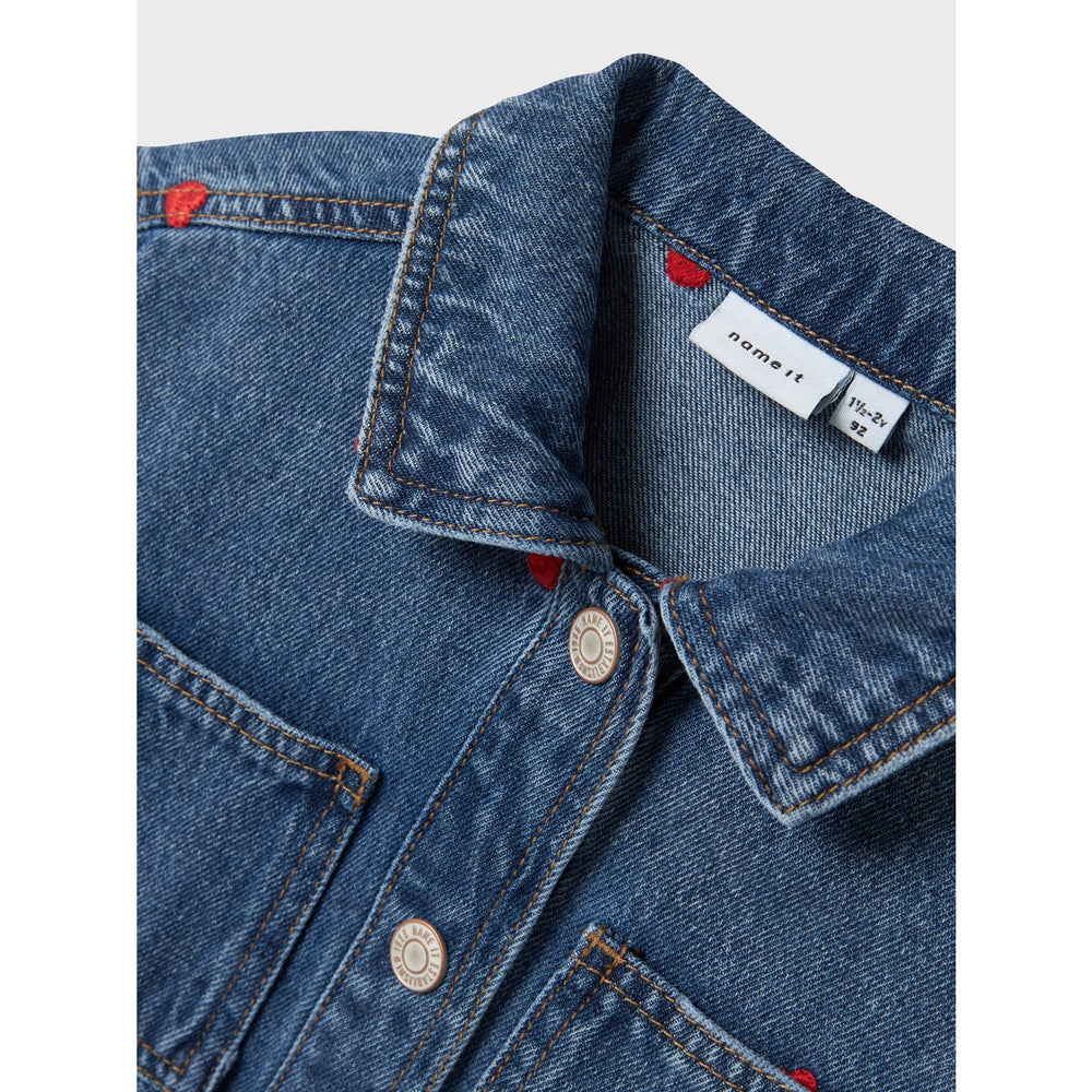 Køb Name It Medium Blue Denim Heart Nina Embroidery Denim Jakke