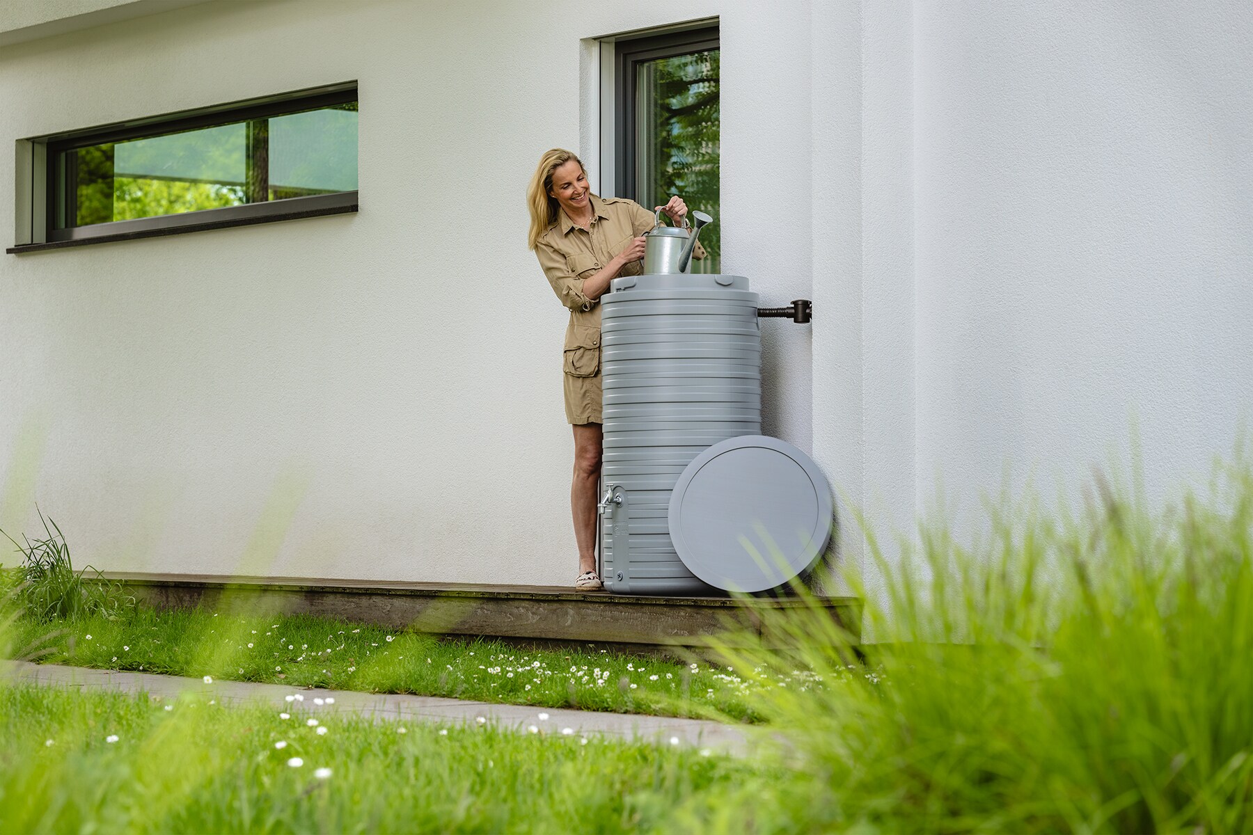 GARANTIA NORDIC Regenspeicher 300 Liter steingrau inkl. Deckel