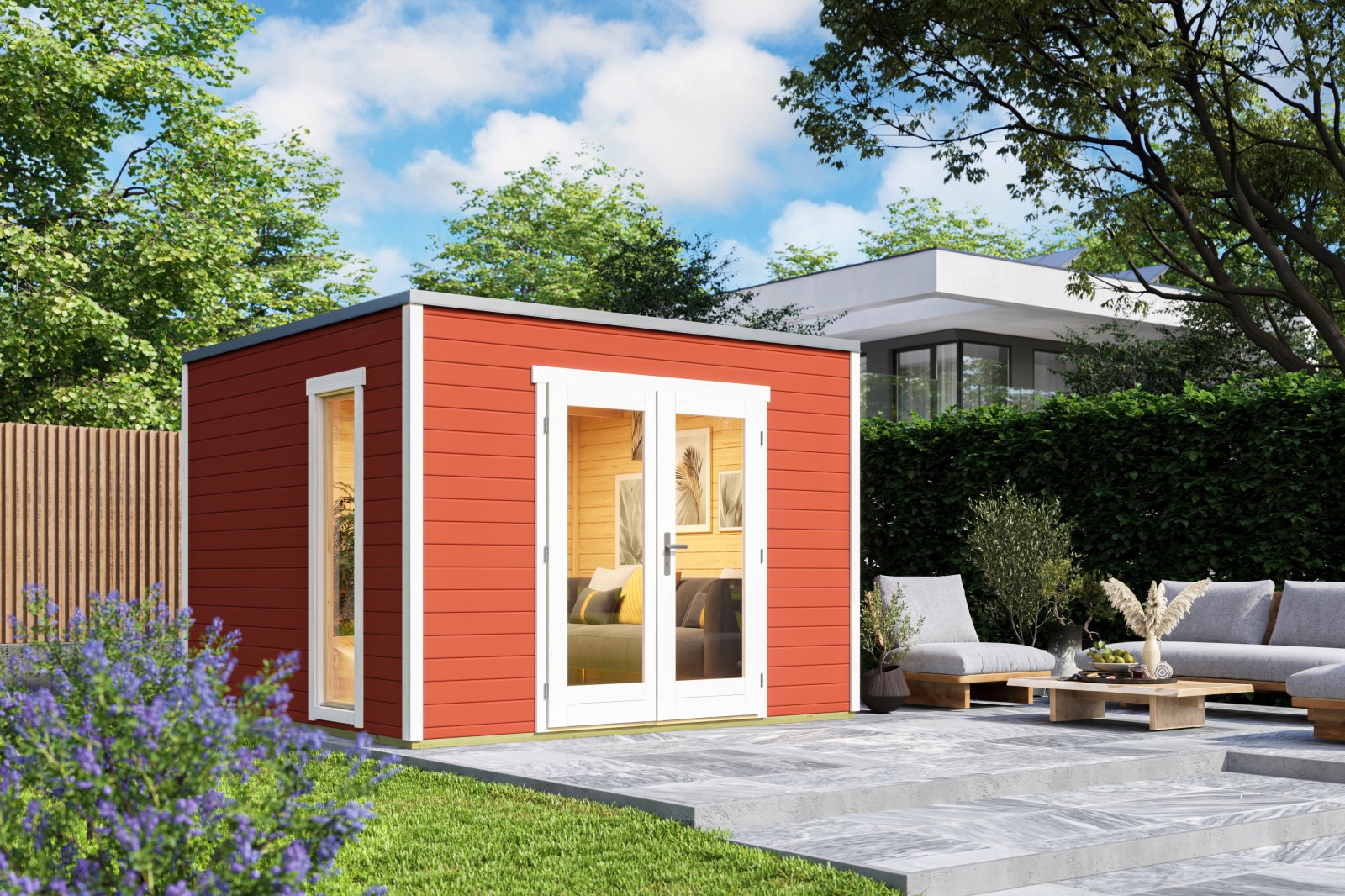 Gartenhaus PALERMO 1 - schwedenrot - Fichtenholz - 294,4x300 cm