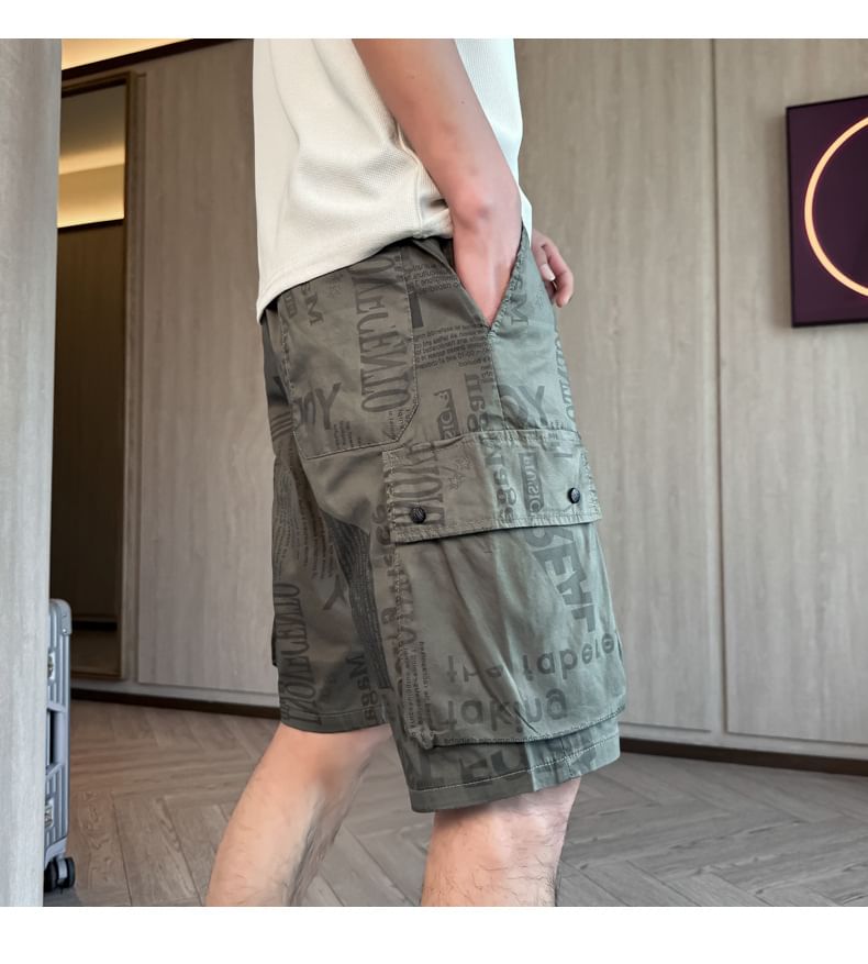 Andrei - Cargoshorts met trekkoord en letters
