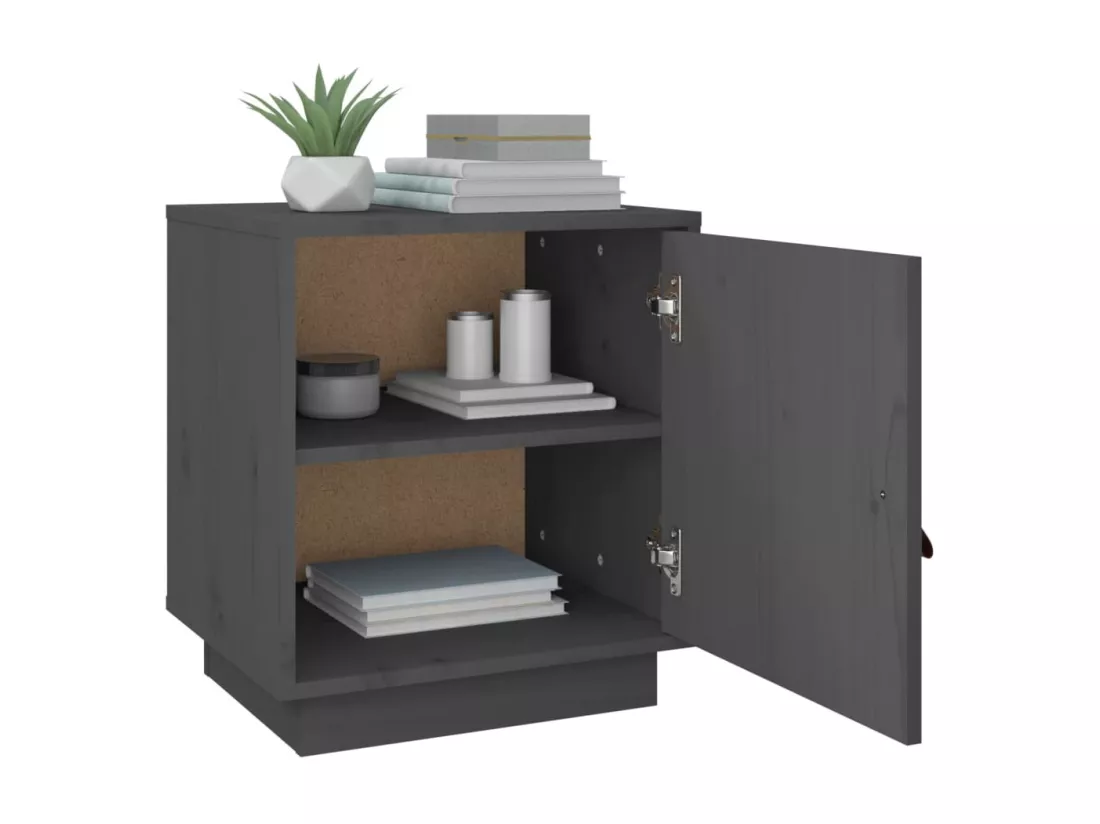 Table de chevet Gris 40x34x45 cm Bois de pin solide