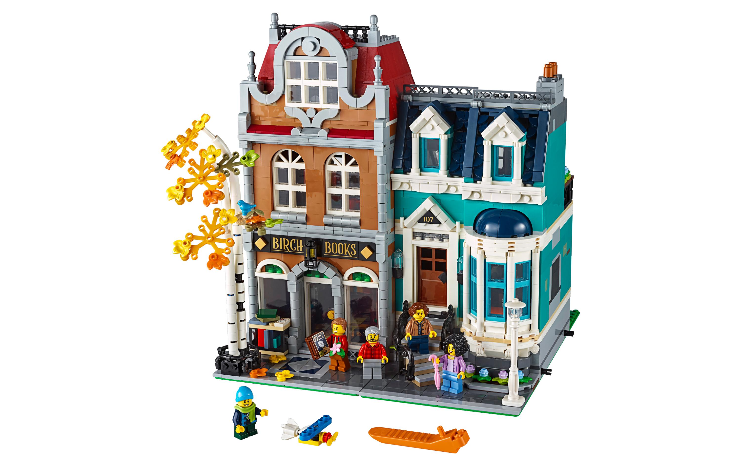 Creator Buchhandlung 10270<br>Eine Buchhandlung und ein Stadthaus aus Modulen als Baumodell und Schaustück