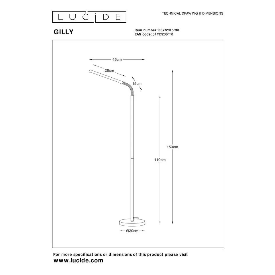 Lucide GILLY Leeslamp - Zwart