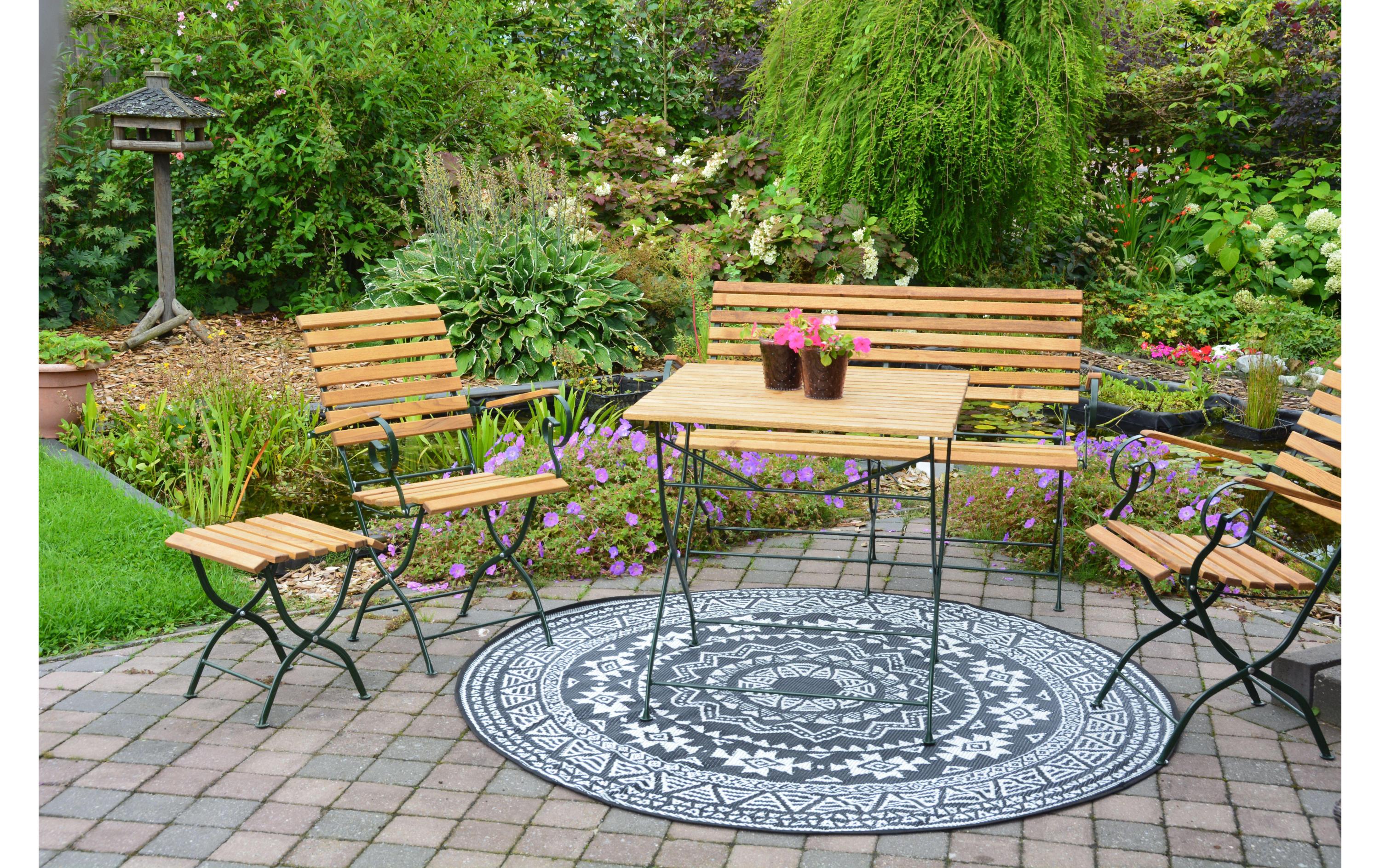 Teppich India Ø 180 cm x Schwarz/WeissDesign-Outdoor-Teppich, rund