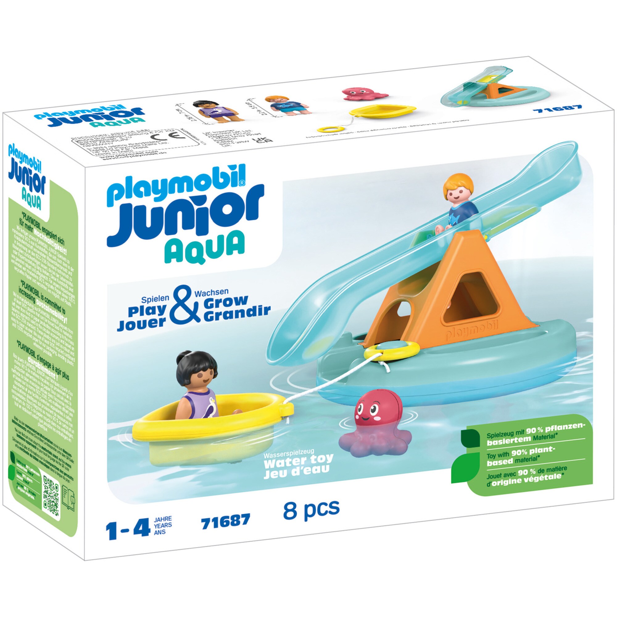 PLAYMOBIL Konstruktionsspielzeug Junior Aqua: Badeinsel mit Wasserrutsche
