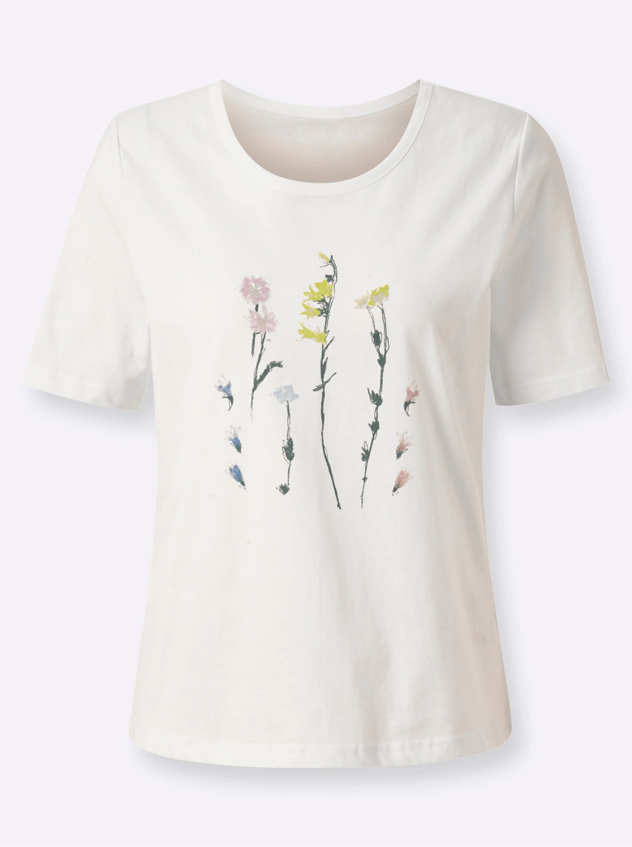 Rundhalsshirt in weiß