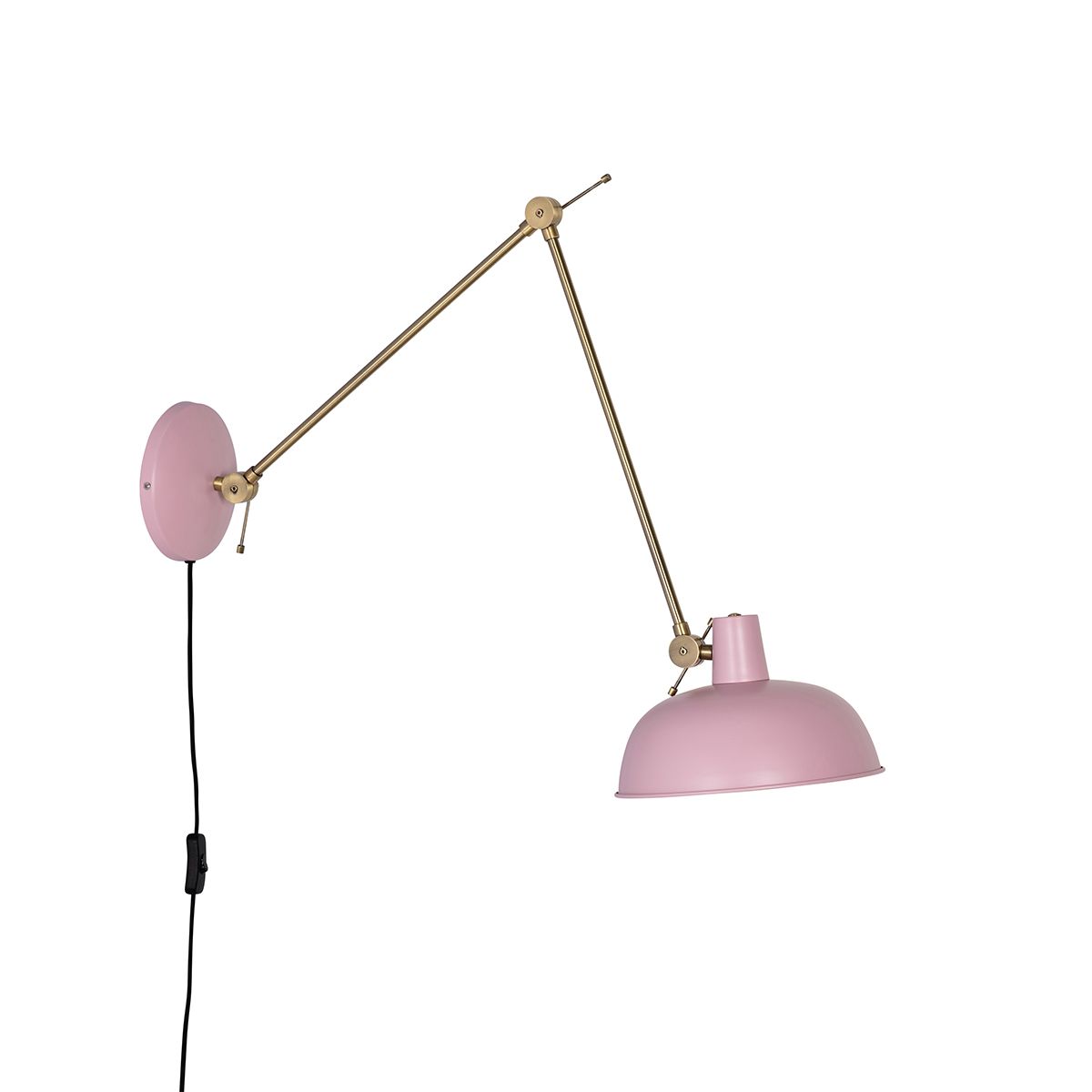 Retro wandlamp staal roze met brons - Milou
