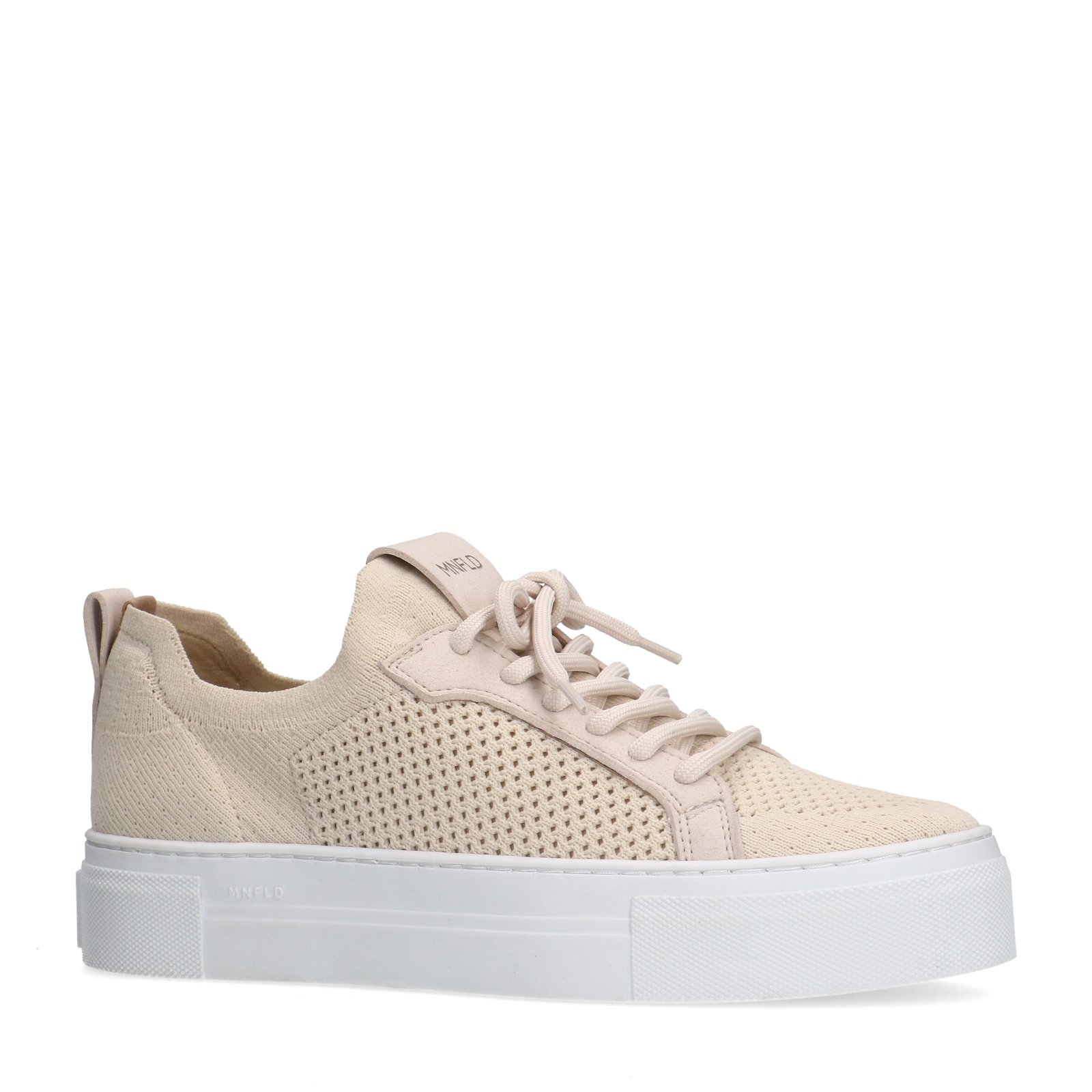 Beige knit fabric sneakers