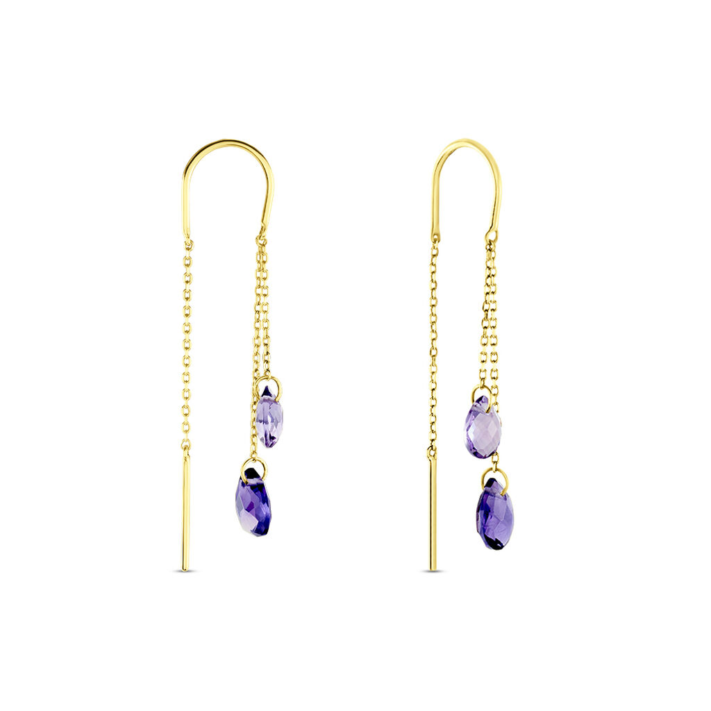 Boucles D'oreilles Pendantes Terence Or Jaune Amethyste