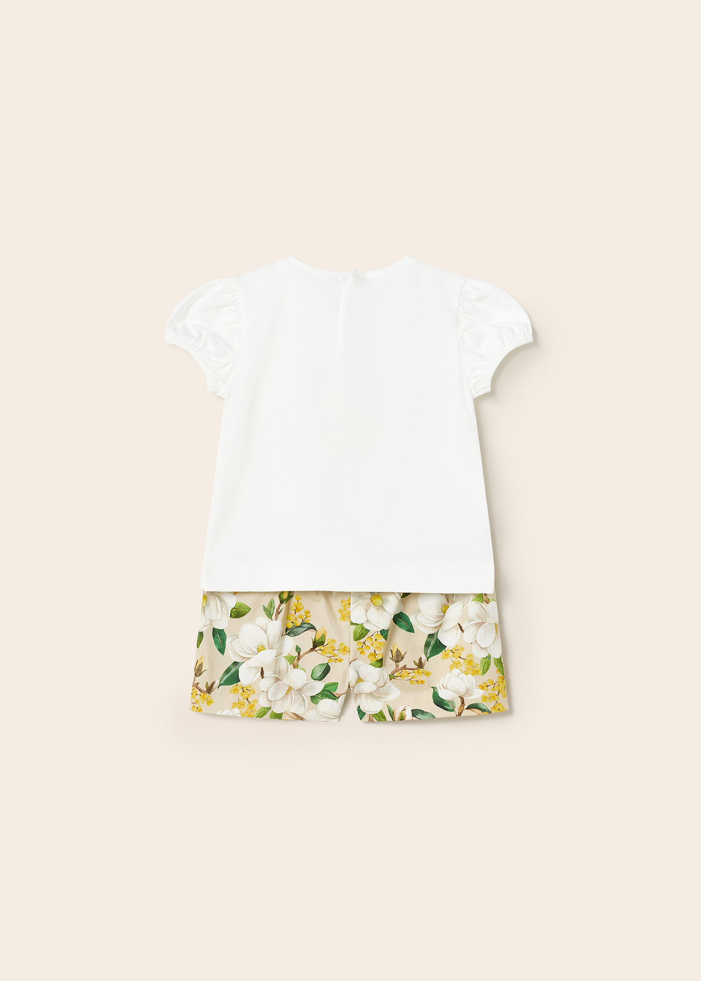 Conjunto de duas peças com shorts de cetim de algodão para bebê