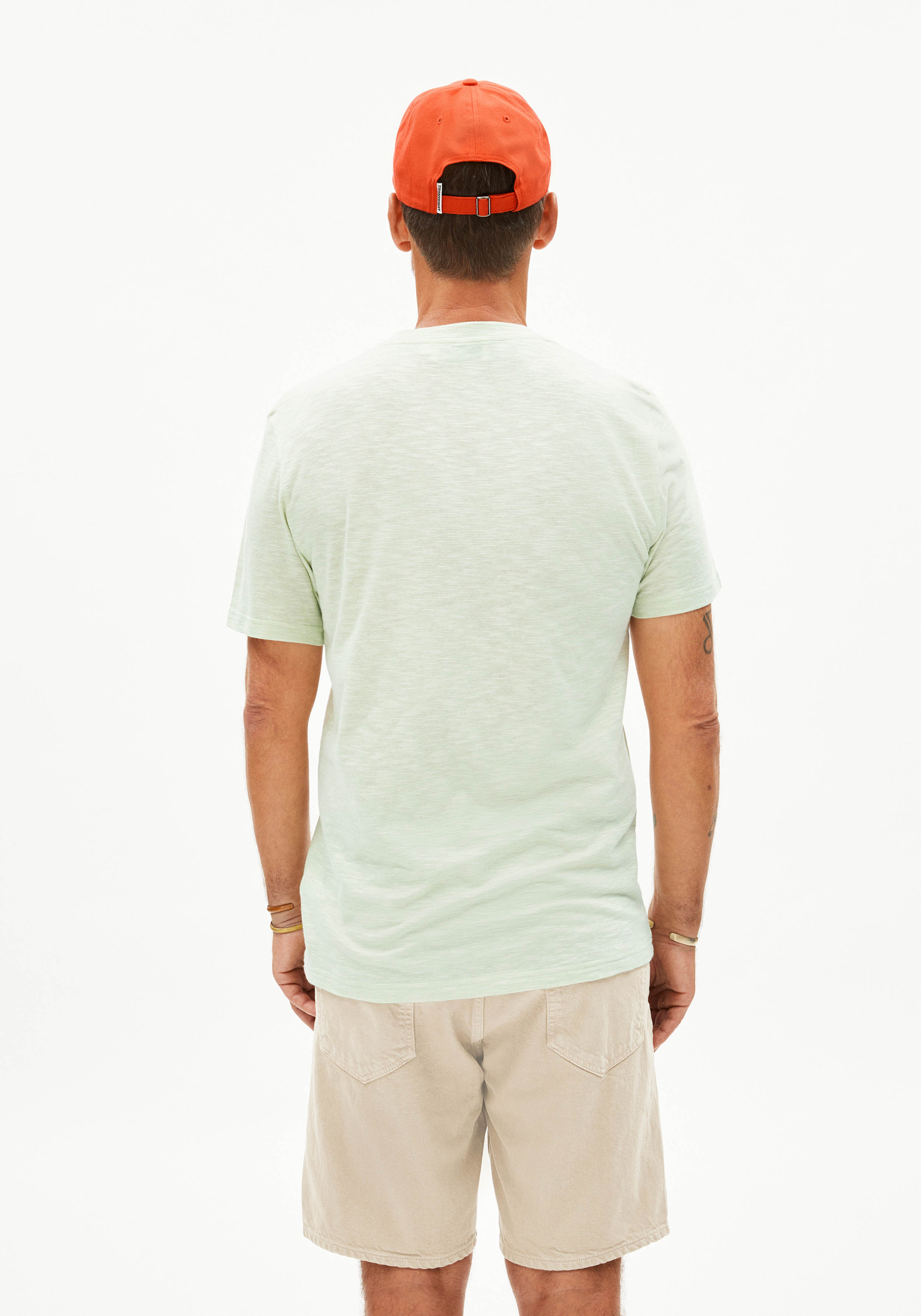 Armedangels T-Shirt Jaames Structure Green Ash-Oatmilk