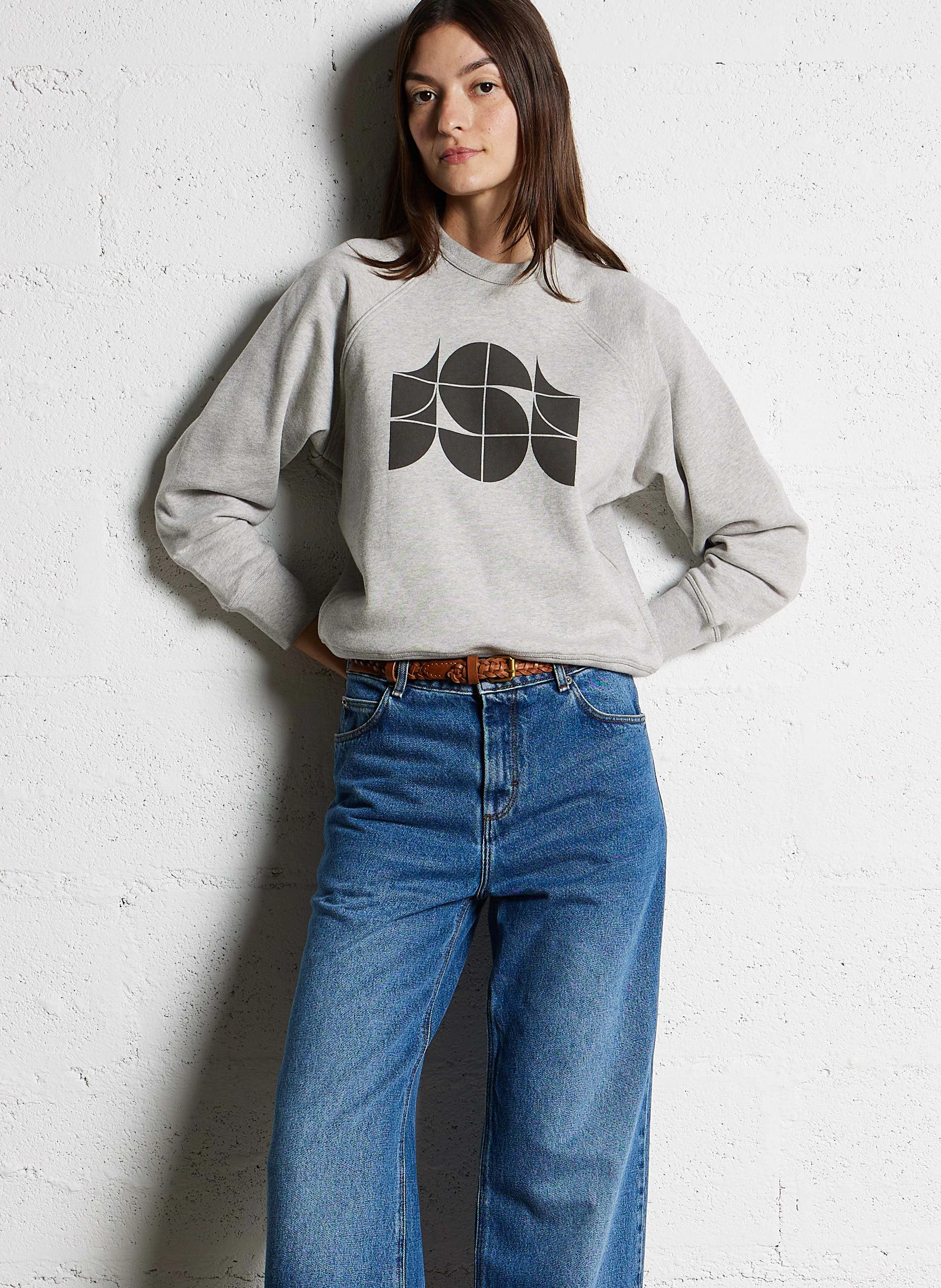 PASCAL - Sweat droit col rond en coton bio | Gris