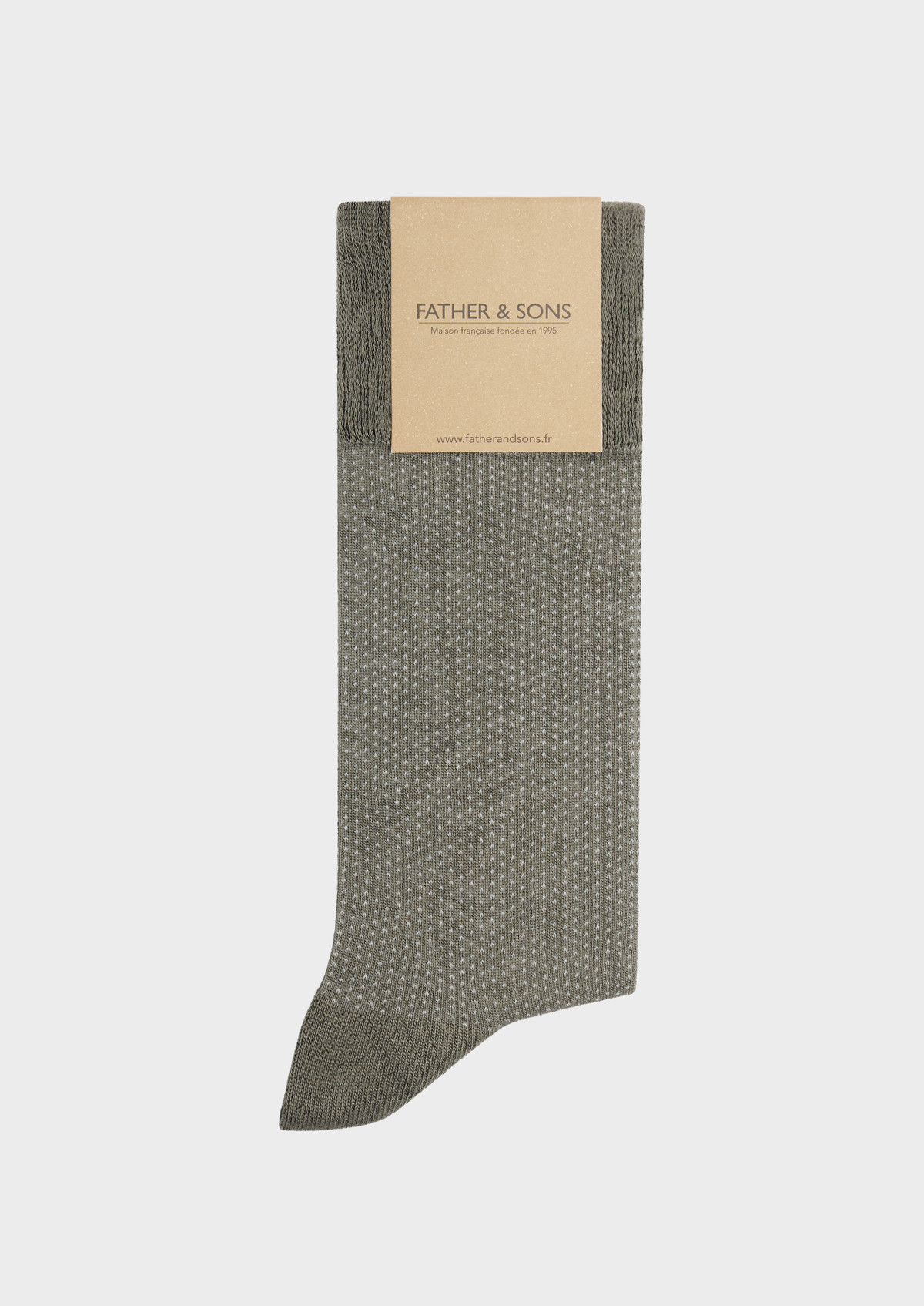 Chaussettes en viscose de bambou kaki à pois écrus