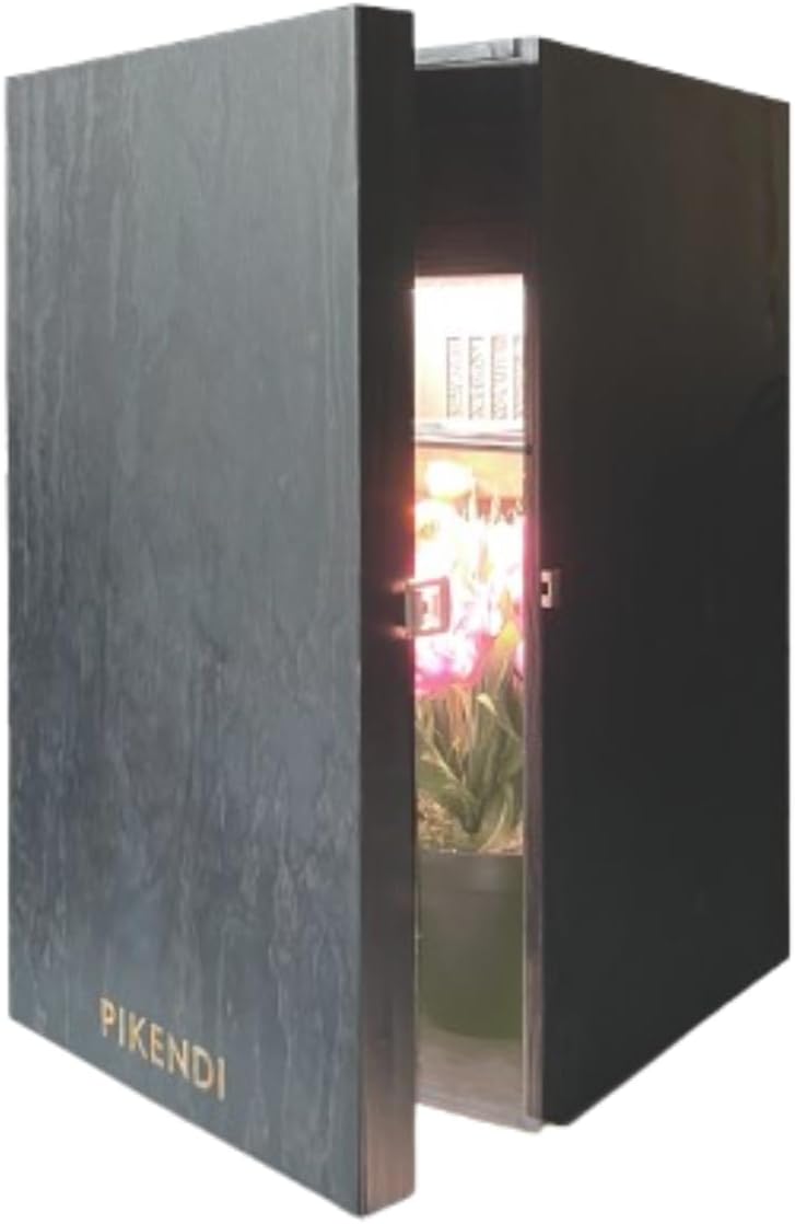 Bonsanto Pikendi Premium Schwarz Mini Grow Box, Komplett Set mit leisem Aktivkohlefilter & 35W LED, Handgefertigter Holzschrank, Kompakte, Geruchsfrei Indoor-Grow Lösung