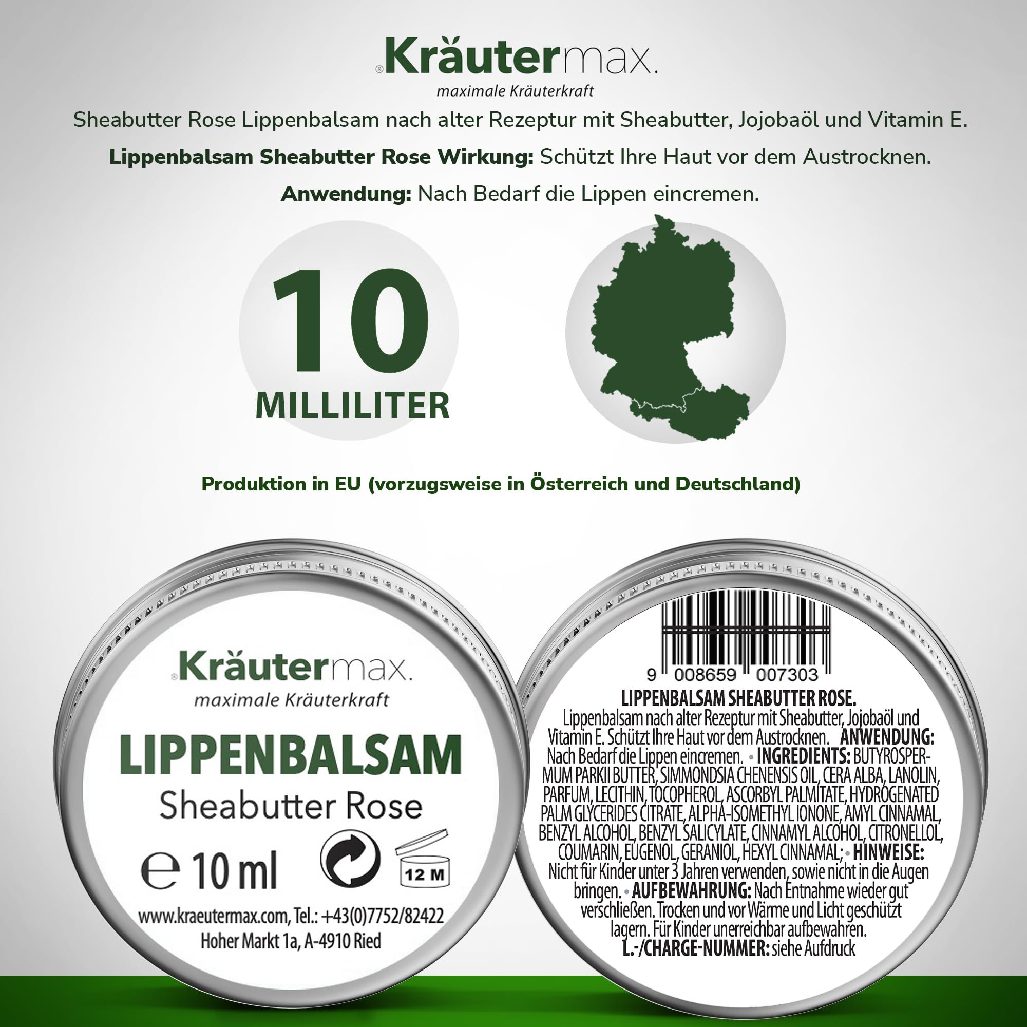 Kräutermax Lippenbalsam Sheabutter Rose