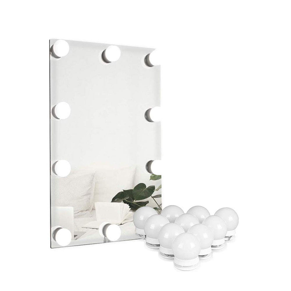 (10er Set) Schminkleuchten LED Lichter Nachrüst Kit für Make Up Spiegel - Hollywood Superstar