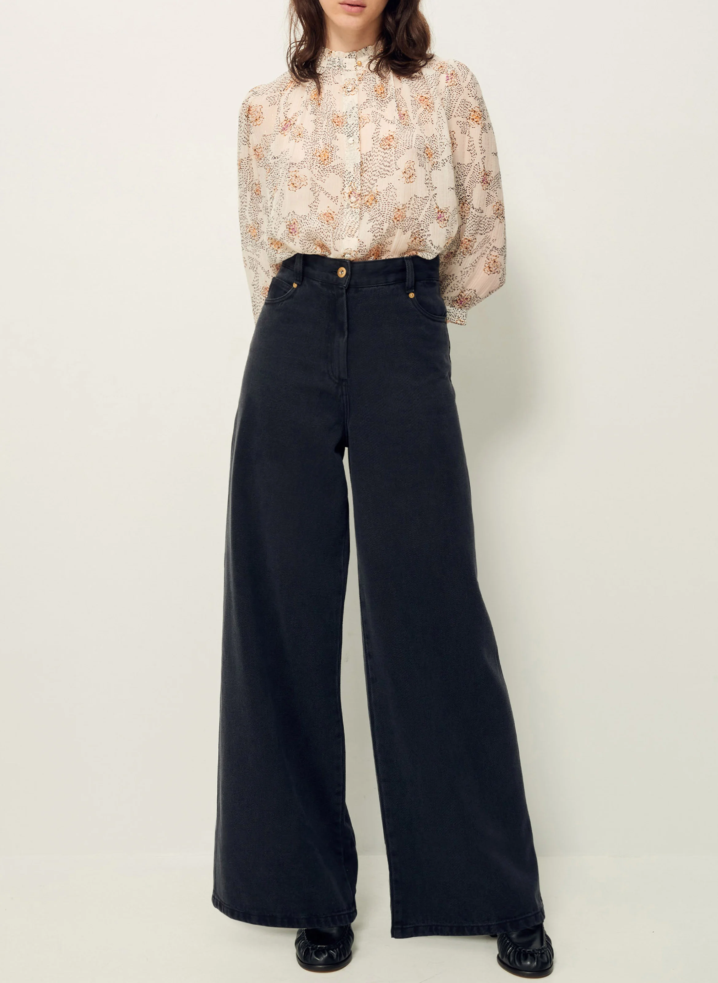 LYLEE - Blouse imprimé et volantée | Blanc