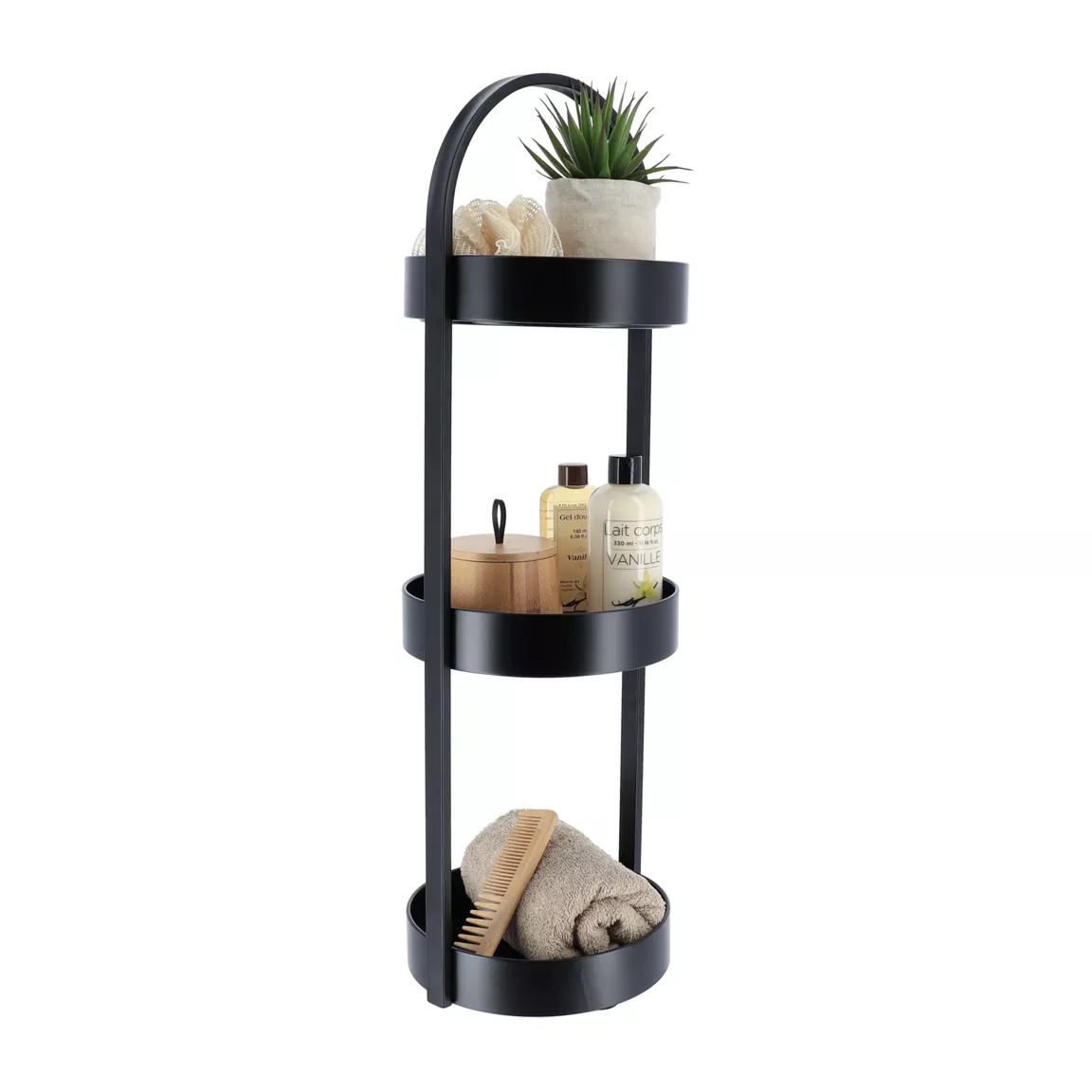 Desserte 3 niveaux en métal (H73 cm) Homy Noir