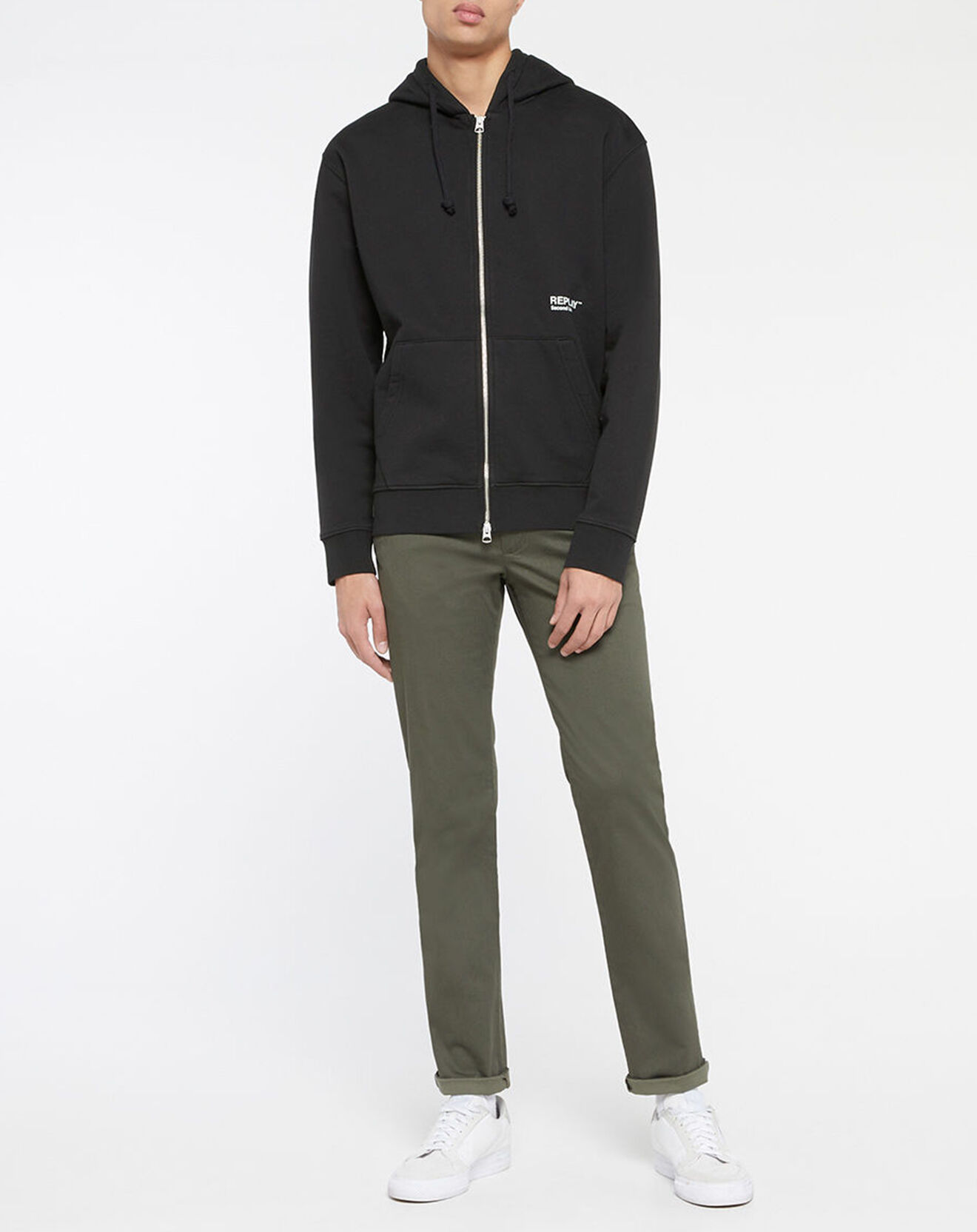 Replay Sweat en Coton Organique Class Replay Zip noir