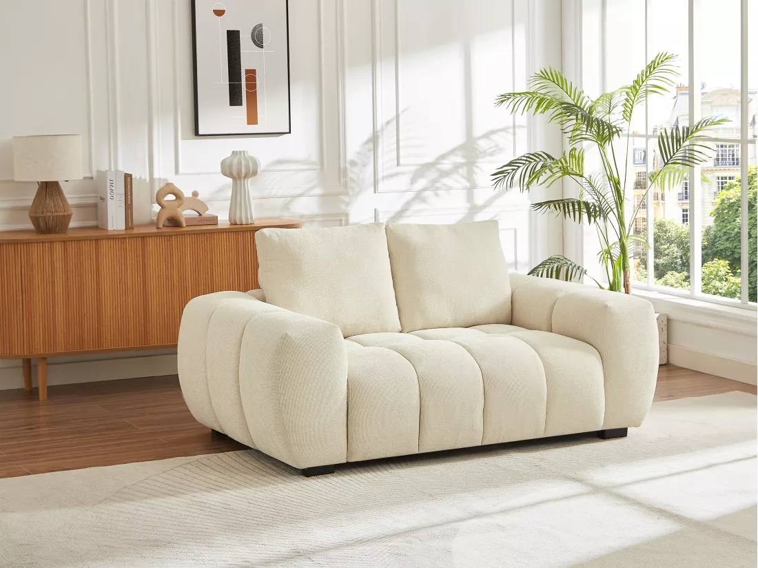 Canapé 2 places en tissu beige BERENIA