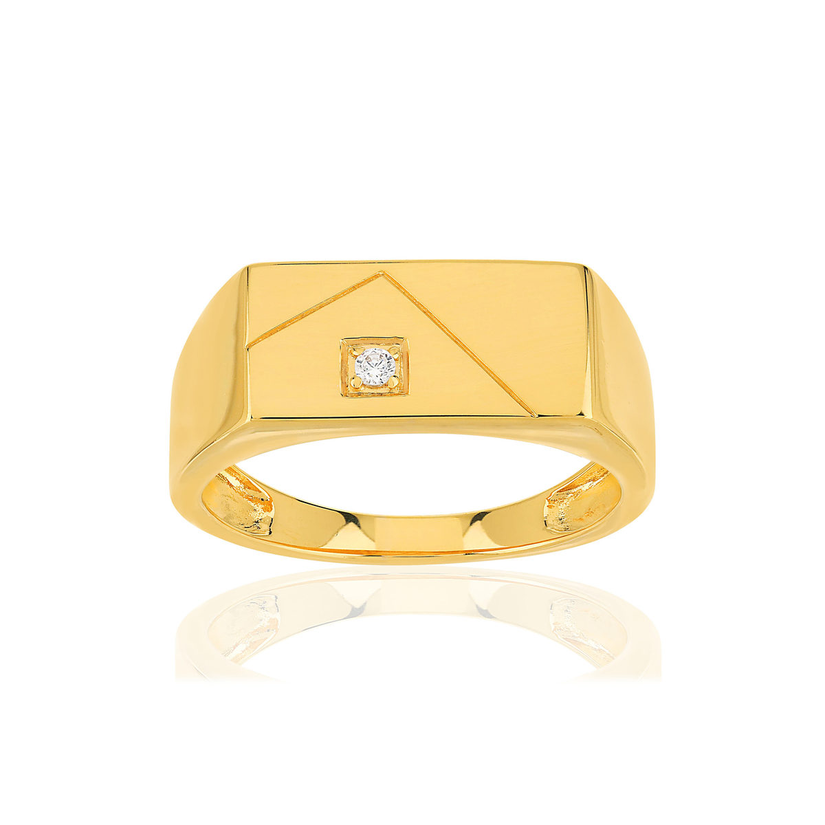 Chevalière plaqué or rectangle zirconia