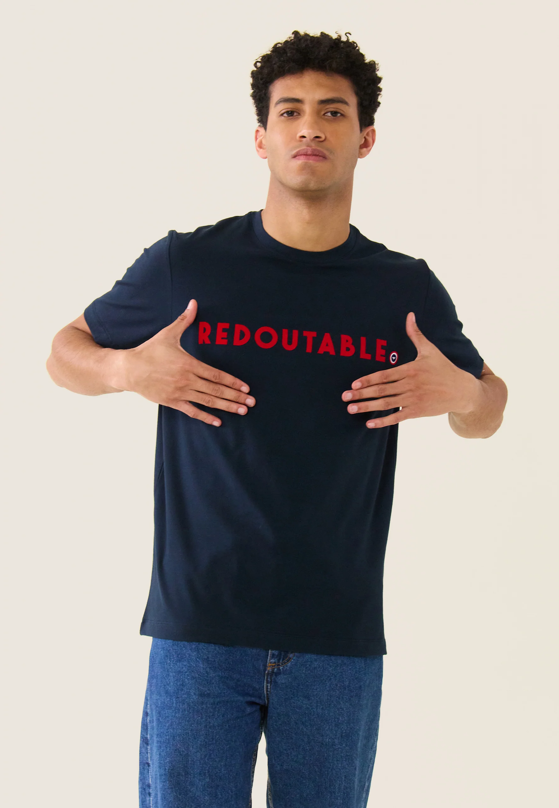 T-shirt mixte col rond en coton-Jean-P Redoutable Marine