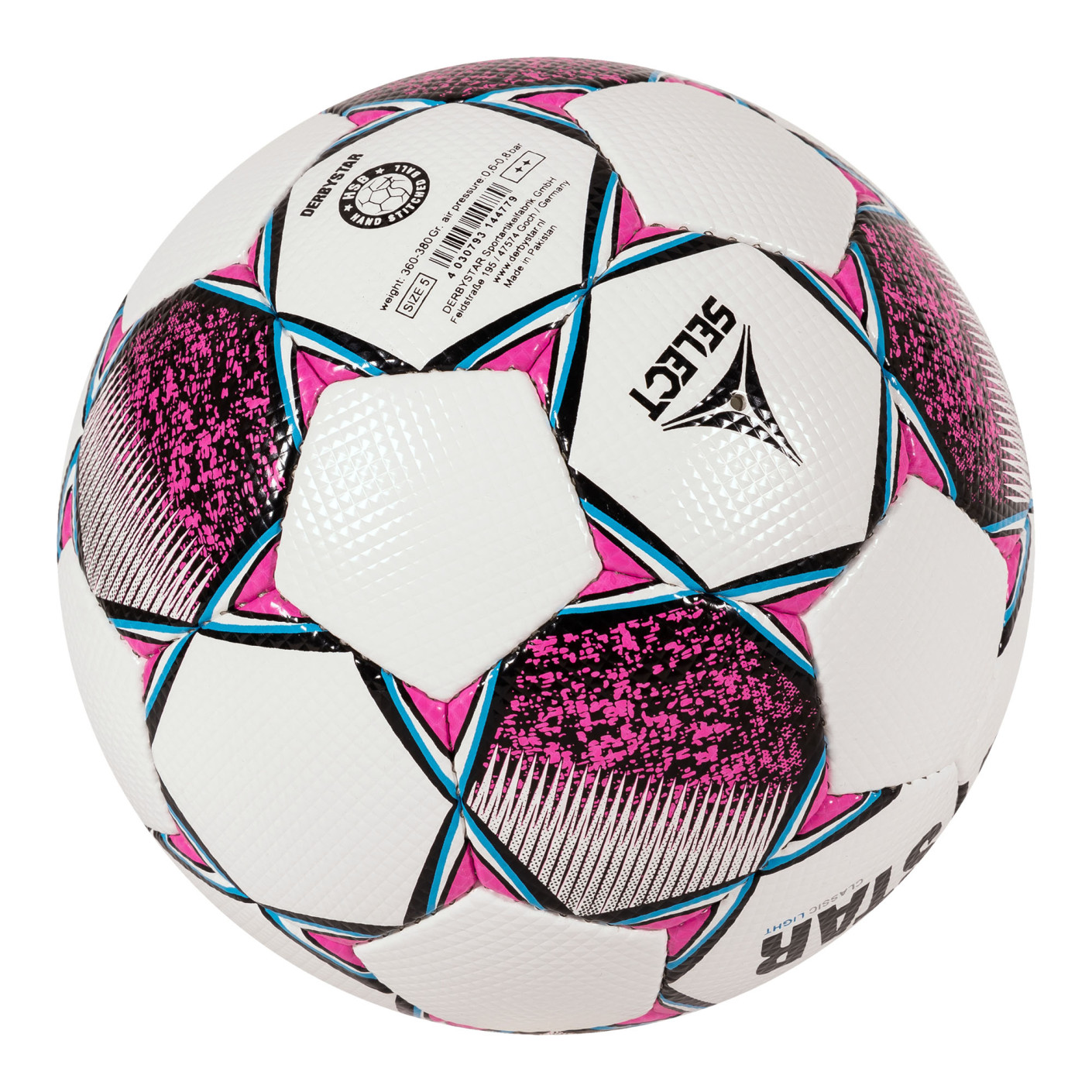 Derbystar Classic Energy TT II Voetbal 8 x 1 Vlakken Maat 5 Wit Roze Geel