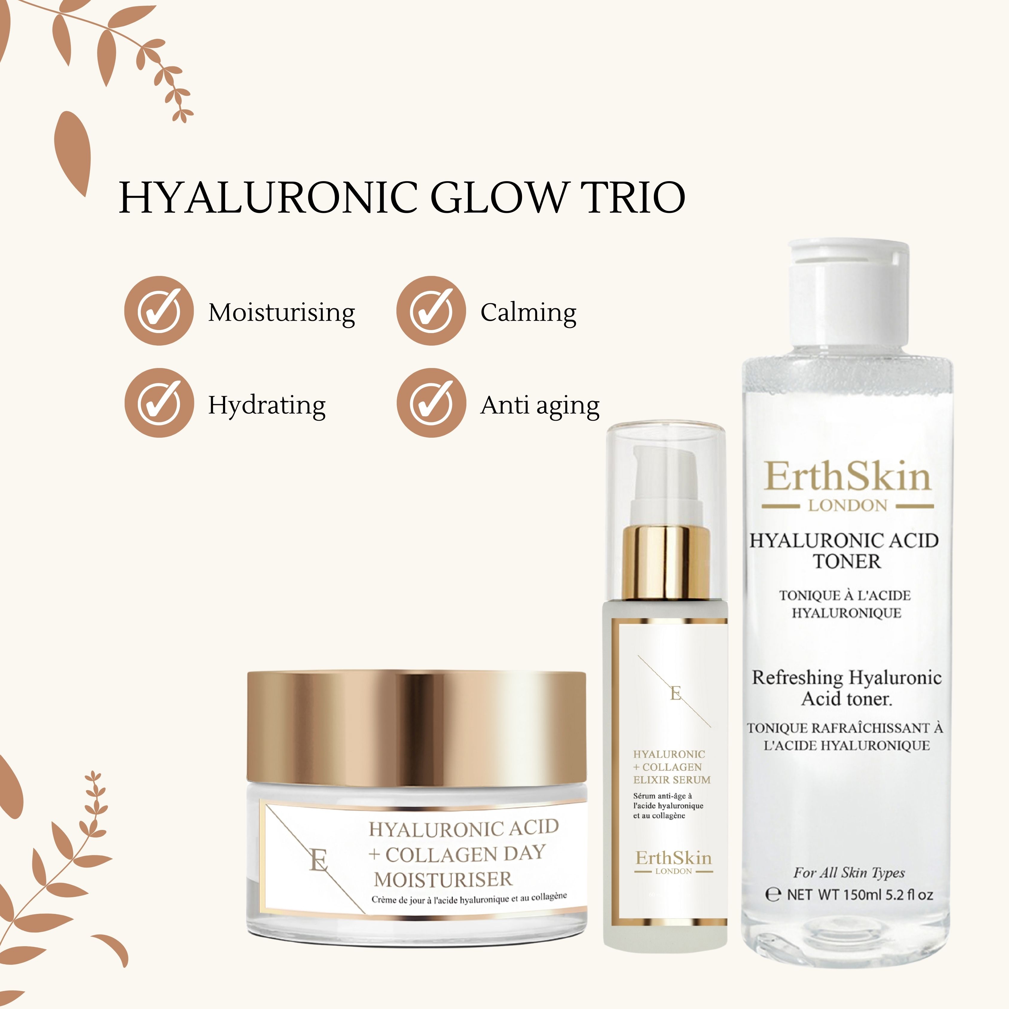 Erth skin london Hyaluronsäure Gesichtspflege Trio