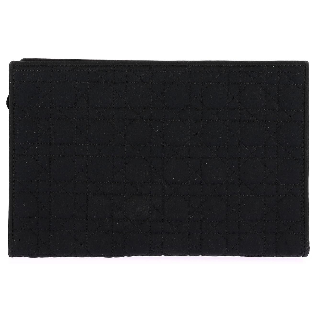 Chanel Pochette vintage en Toile Cannage noire - Parfait état - Longueur 20 cm