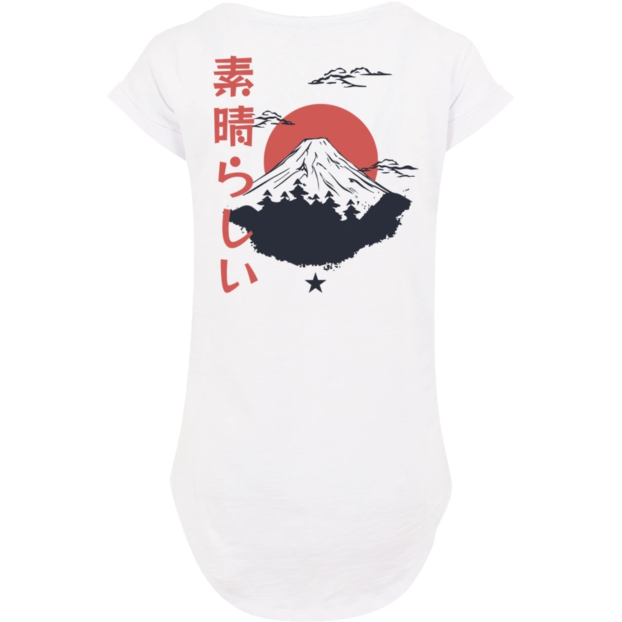 F4NT4STIC Long Cut T-Shirt Mount Fuji weiß