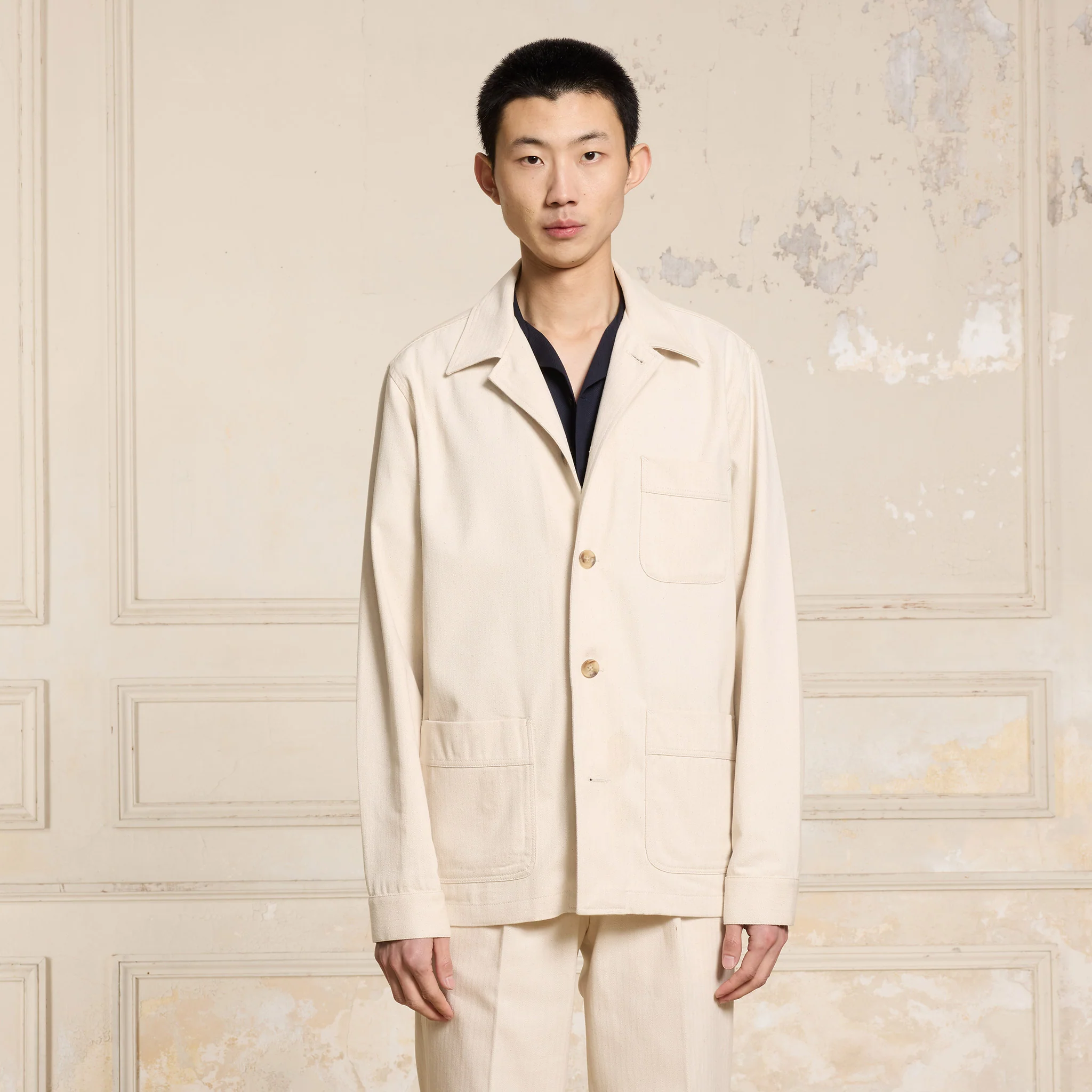 Ecru cotton work jacket