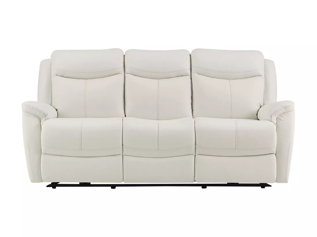 Canapé 3 places et fauteuil relax électrique en cuir de vachette blanc NOMAJO