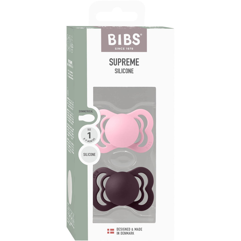 Køb Bibs Baby Pink/Plum Sut Supreme 2-Pak Silikone