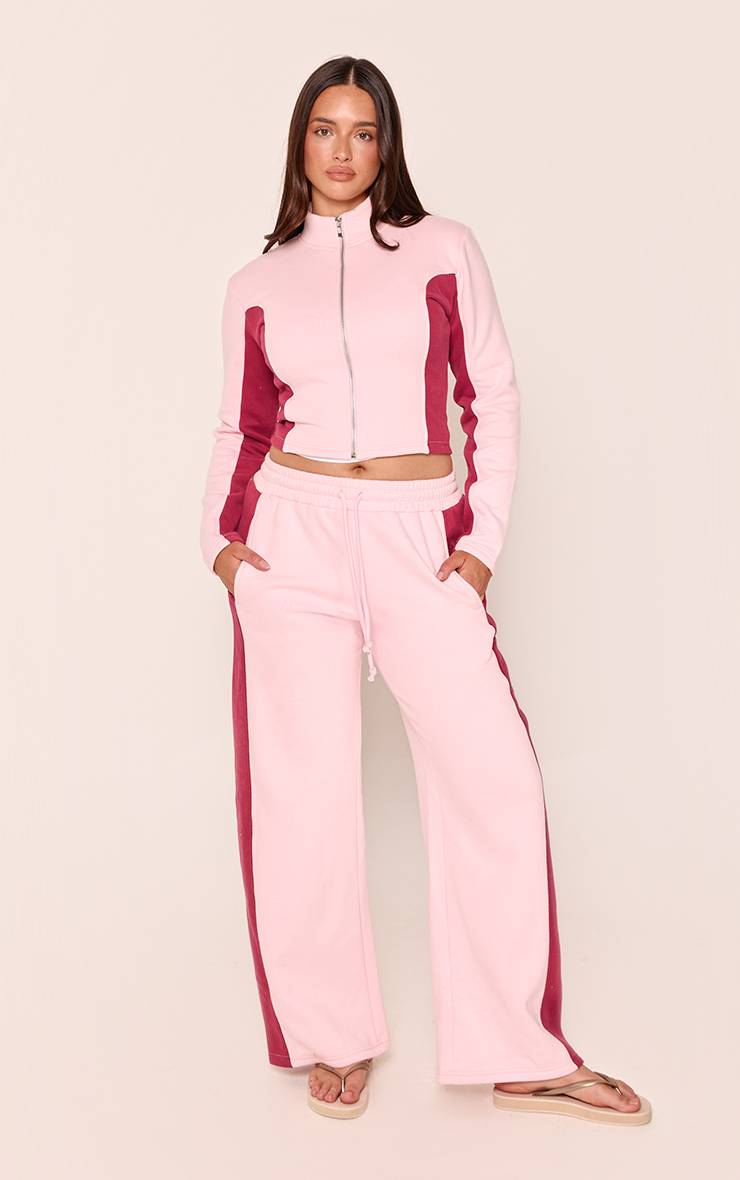 Rose Sweat À Casynthétiqueche Zippé Shape Avec Empiècements Latéraux Contrastants