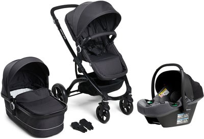 Beemoo Move Duo Duovogn Inkl. Beemoo Route i-Size Babybilstol, Asphalt/Mineral Grey