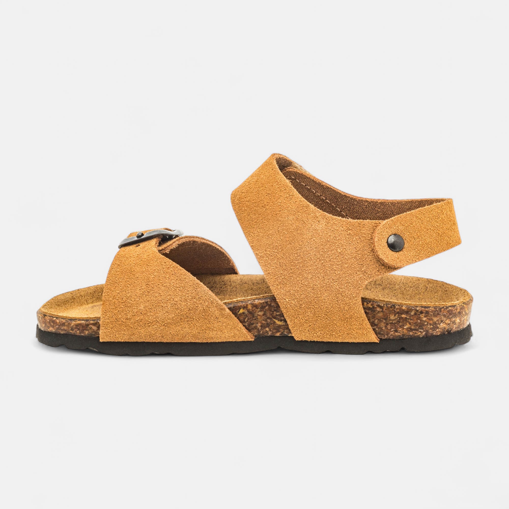 Mules semelle liège Garçon en cuir cognac